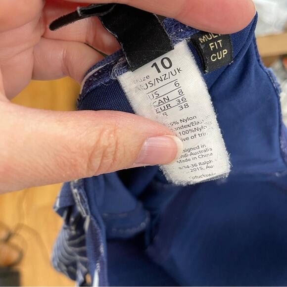 Niptuck Swim Womens Pinup Style One Piece Swimsuit 10 Striped Sweetheart Neck - Picture 6 of 8